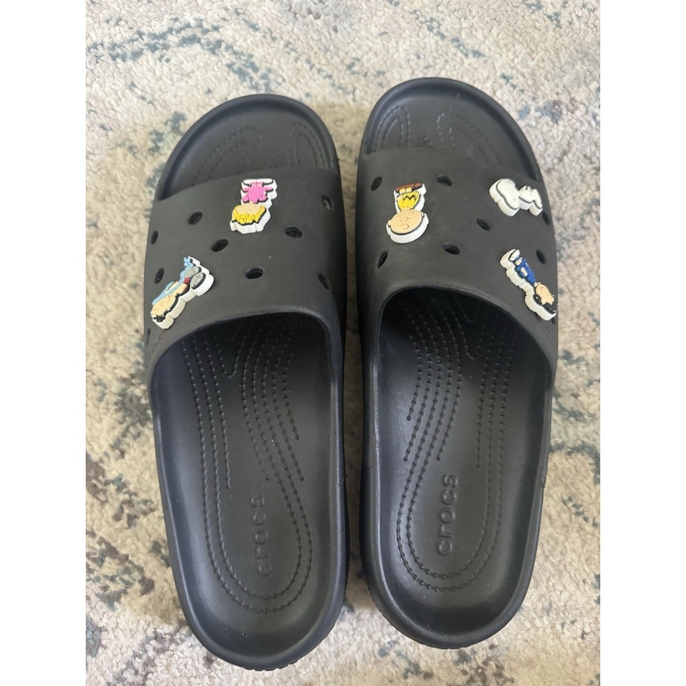 Crocs Black Snoopy‎ M 12